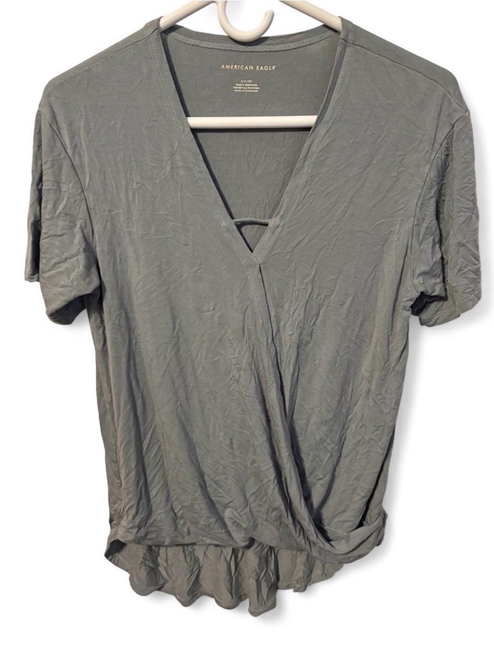 American Eagle Outfitters Wrap V-Neck Short Sleeve Top